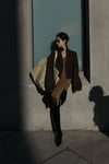 SWAYING/KNIT velvet small lapel jacket SW23AW1T72 coffee